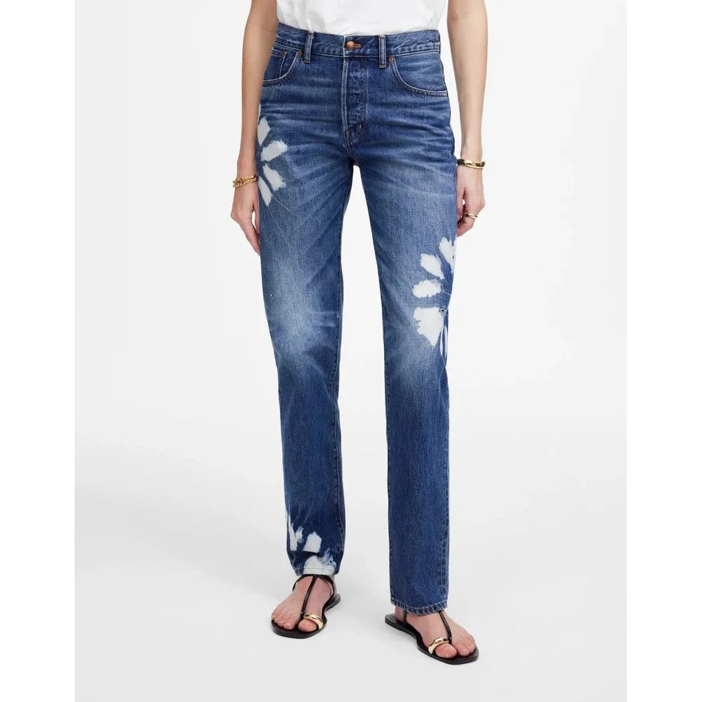Madewell The Dean Easy Straight Jeans Womens 27x31 Blue Shibori Wash NWT $168 - Picture 3 of 9
